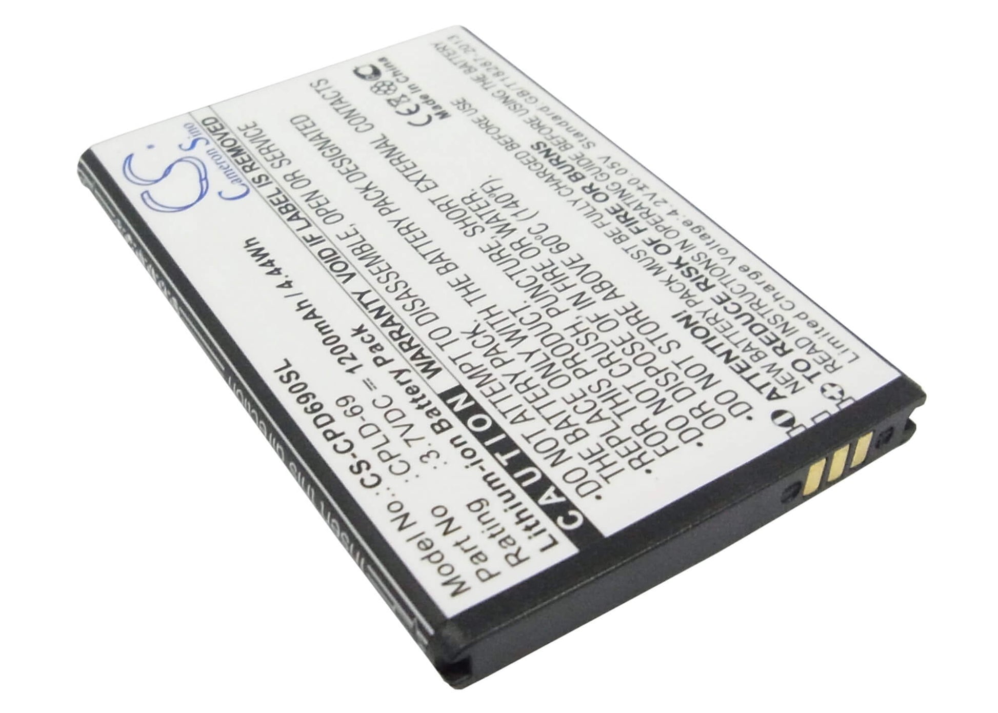 3.7V, 1200mAh, Li-ion Battery fits Coolpad, 8809, 4.44Wh