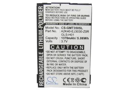 3.7V, 1370mAh, Li-Polymer Battery fits Gigabyte, Gsmart G300, Gsmart I350, 5.069Wh