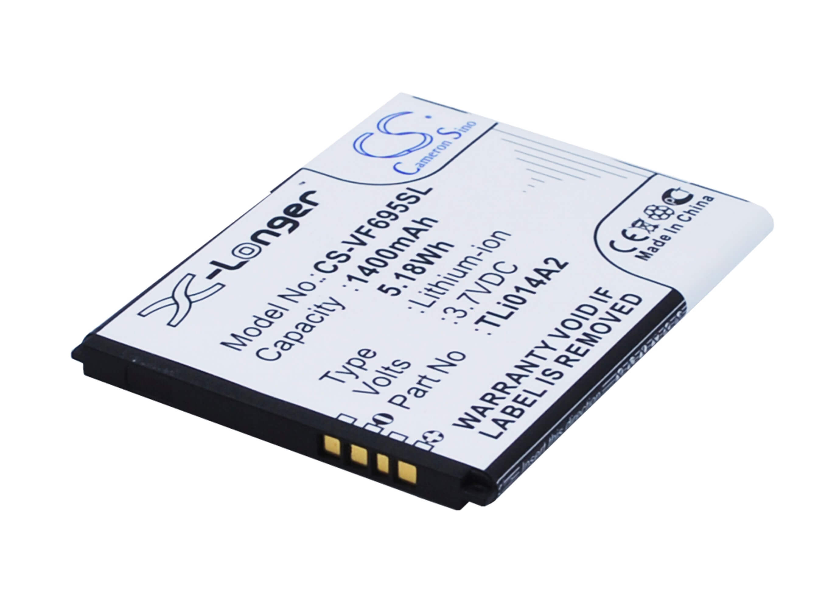 3.7V, 1400mAh, Li-ion Battery fits Vodafone, 785 Tipo, Smart 4 Mini, 5.18Wh