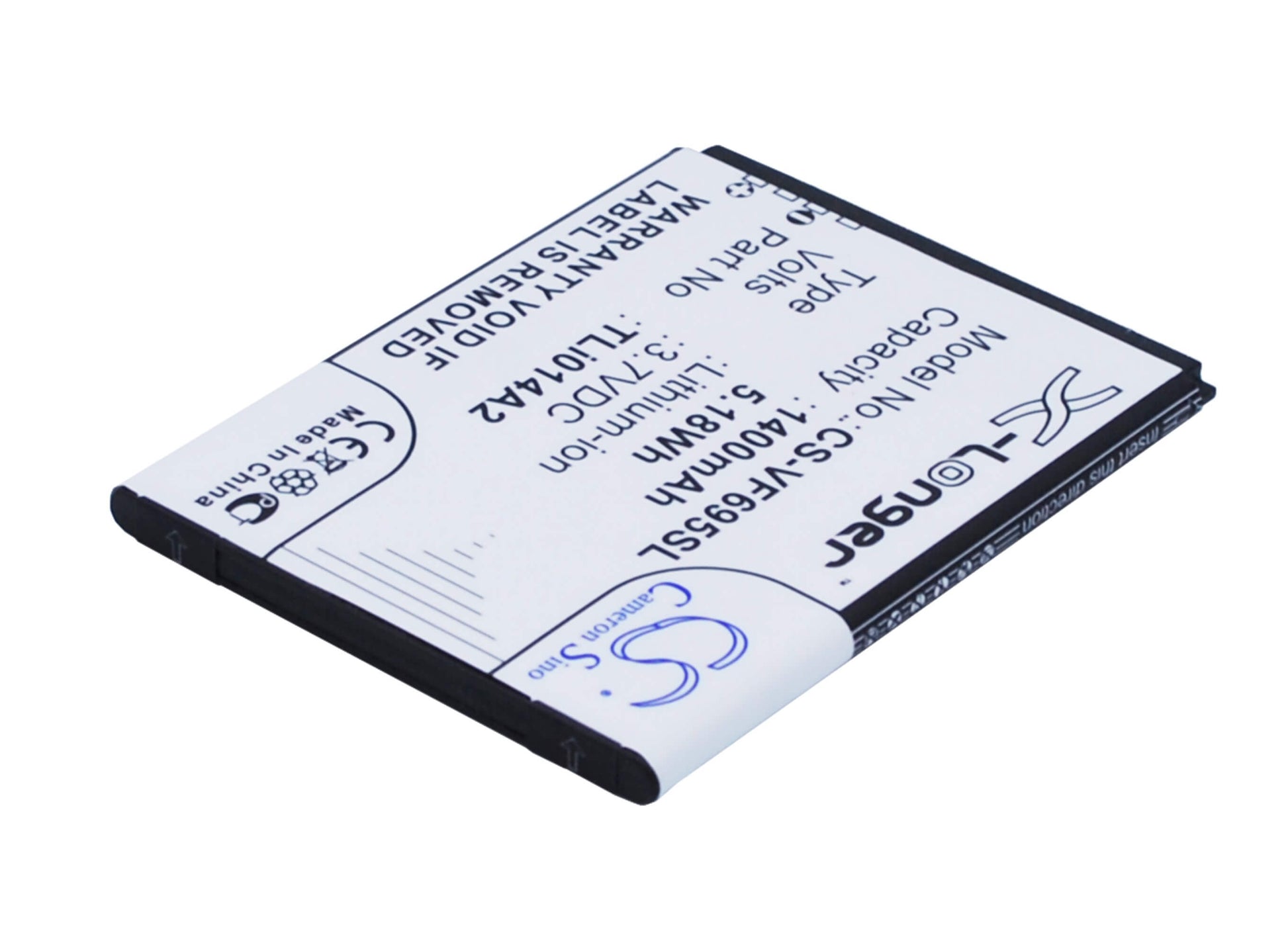 3.7V, 1400mAh, Li-ion Battery fits Vodafone, 785 Tipo, Smart 4 Mini, 5.18Wh