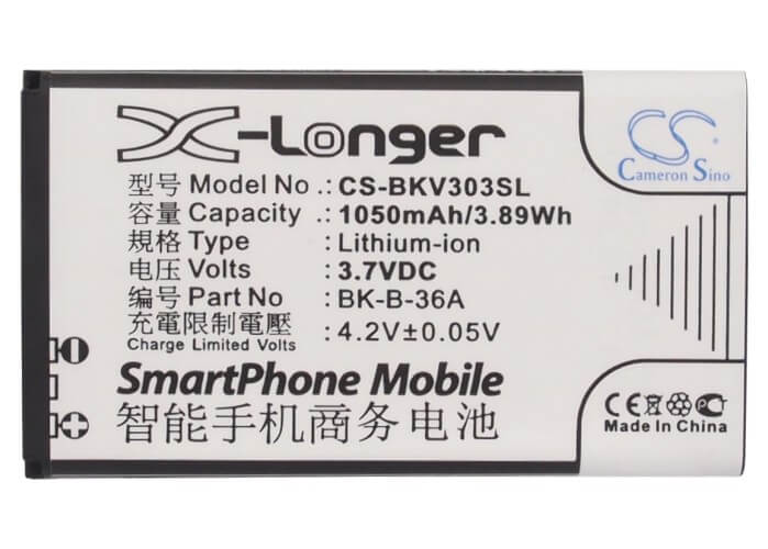 3.7V, 1050mAh, Li-ion Battery fits Bbk, Vivo V303, Vivo Y1, 3.885Wh