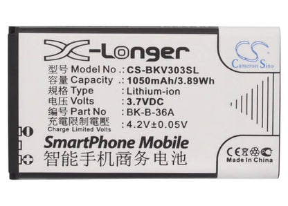 3.7V, 1050mAh, Li-ion Battery fits Bbk, Vivo V303, Vivo Y1, 3.885Wh