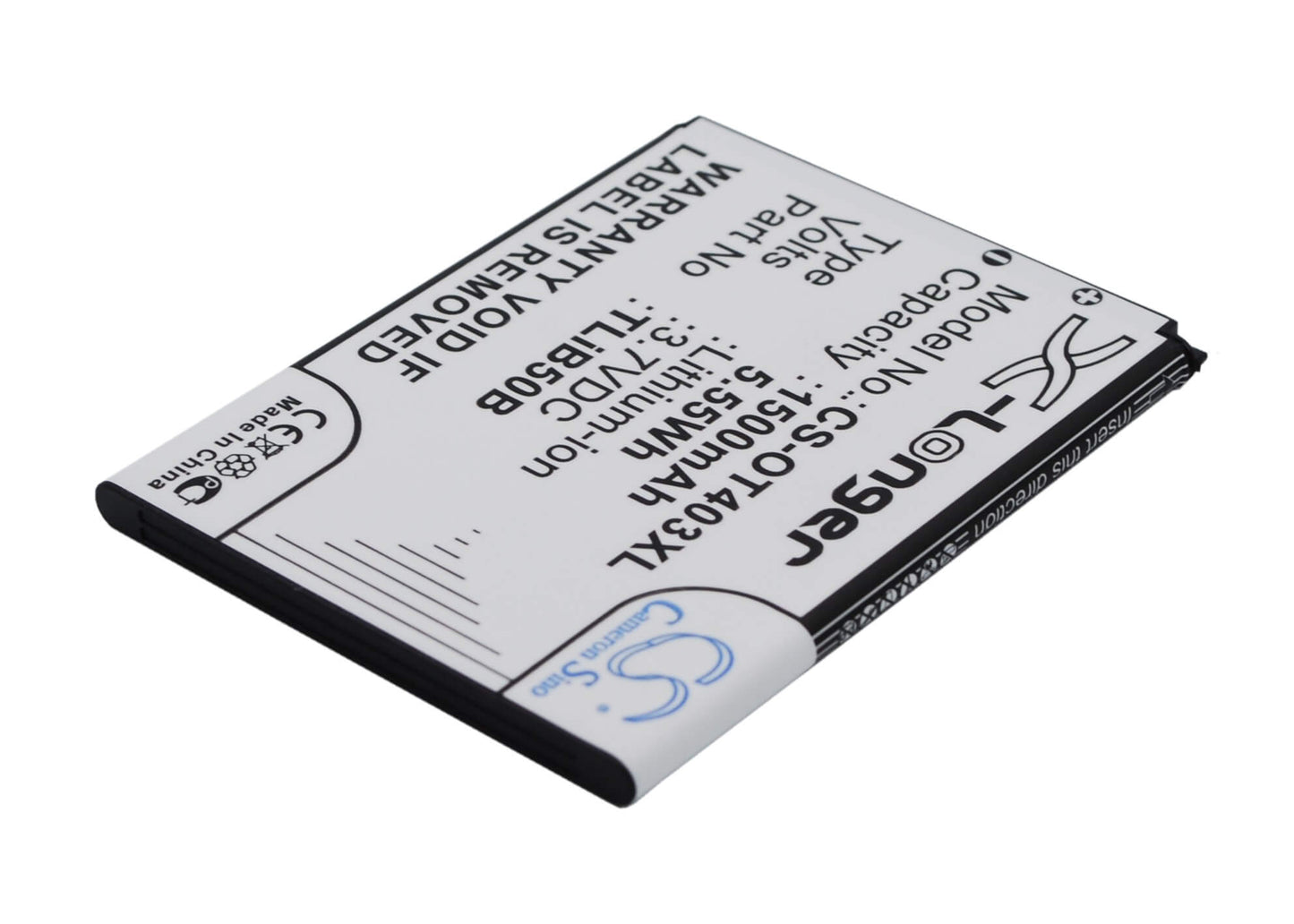 3.7V, 1500mAh, Li-ion Battery fits Alcatel, One Touch S Pop, One Touch S Pop Dual, 5.55Wh