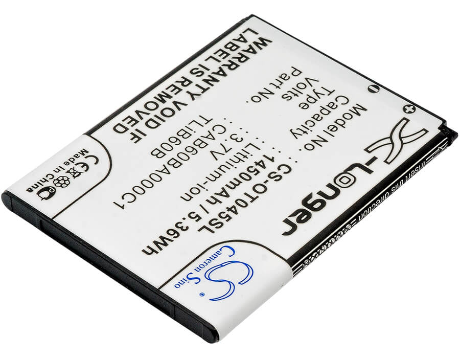 3.7V, 1450mAh, Li-ion Battery fits Alcatel, Adr3045, One Touch Shockwave, 5.365Wh