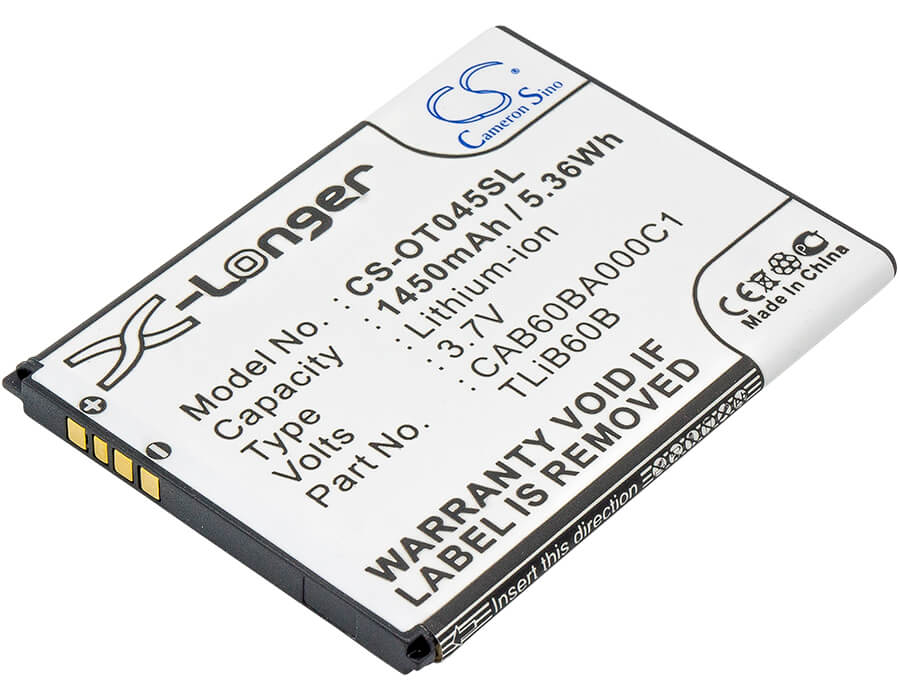 3.7V, 1450mAh, Li-ion Battery fits Uscellular, Adr3045, One Touch Shockwave, 5.365Wh