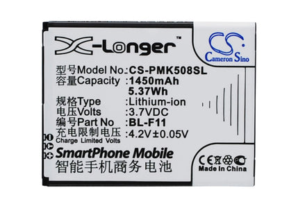 3.7V, 1450mAh, Li-ion Battery fits Phicomm, F11, I508, 5.365Wh