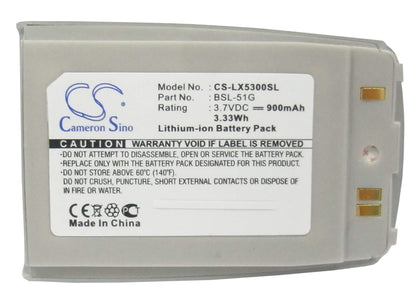 3.7V, 900mAh, Li-ion Battery fits Lg, 5300, 5350, 3.33Wh