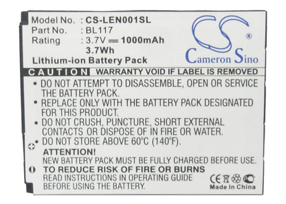 3.7V, 1000mAh, Li-ion Battery fits Lenovo, O1, 3.7Wh