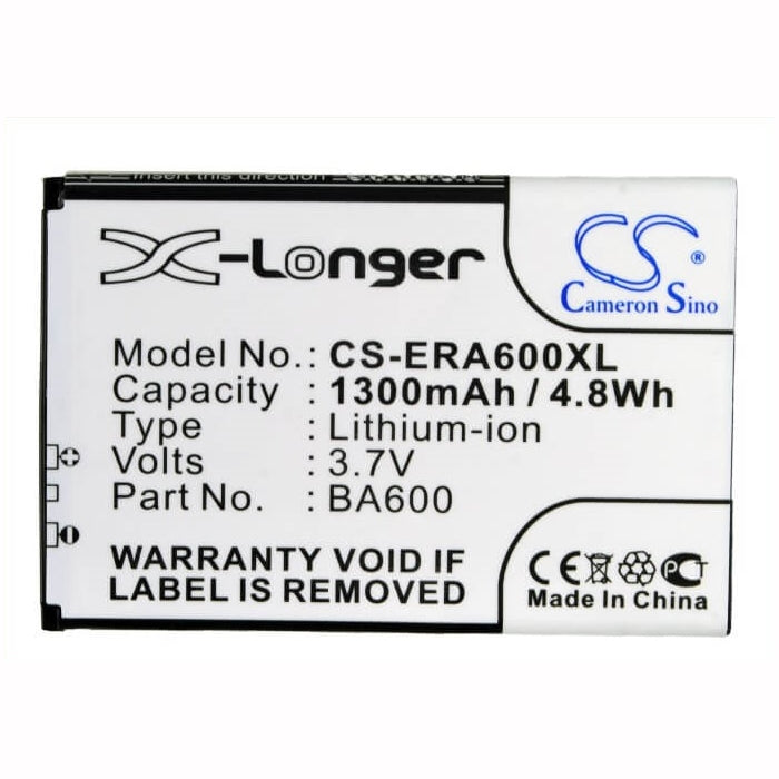 3.7V, 1300mAh, Li-ion Battery fits Sony Ericsson, Kumquat, Lt16, 4.81Wh
