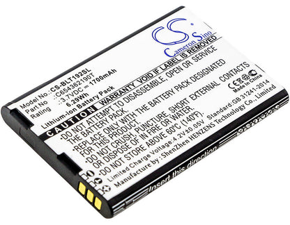 3.7V, 1700mAh, Li-ion Battery fits Blu, T192, Tank Li, 6.29Wh