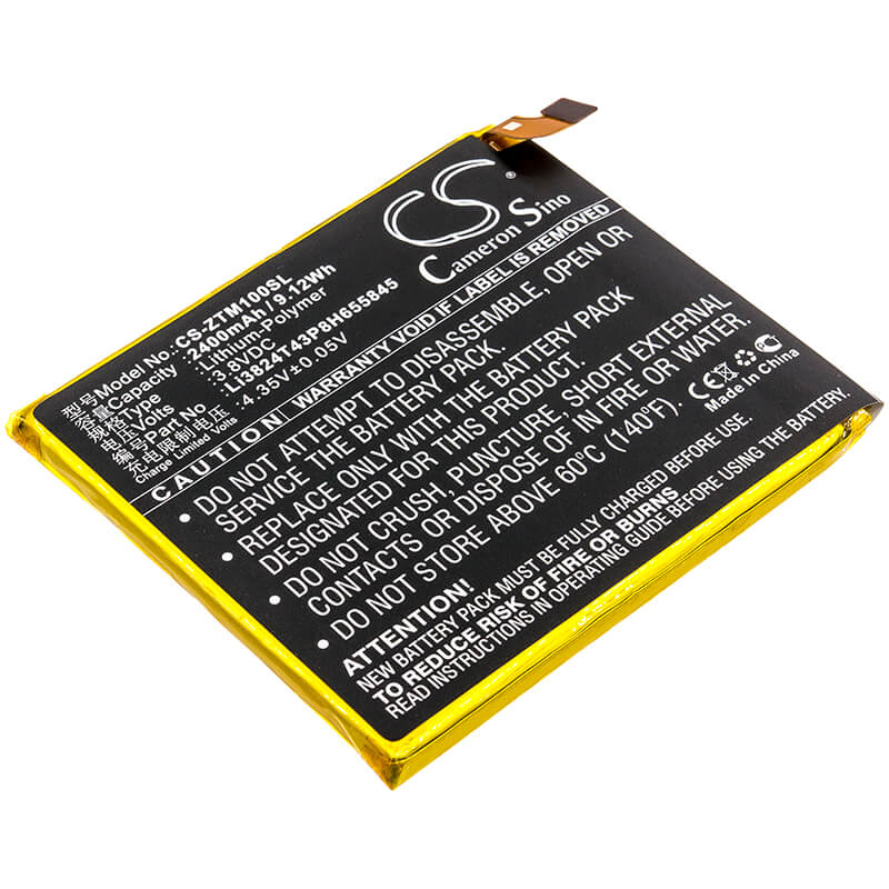 3.8V, 2400mAh, Li-Polymer Battery fits Zte, Mono Mo-01j, Mono Mo-01j Td-lte, 9.12Wh