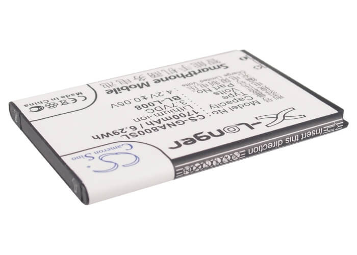 3.7V, 1700mAh, Li-ion Battery fits Gionee, A800, 6.29Wh