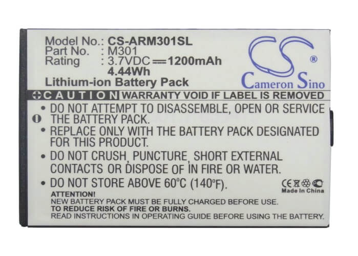 3.7V, 1200mAh, Li-ion Battery fits Auro, M301, 4.44Wh