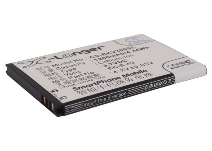 3.7V, 1200mAh, Li-ion Battery fits Bbk, Vivo E1t, Vivo I370, 4.44Wh