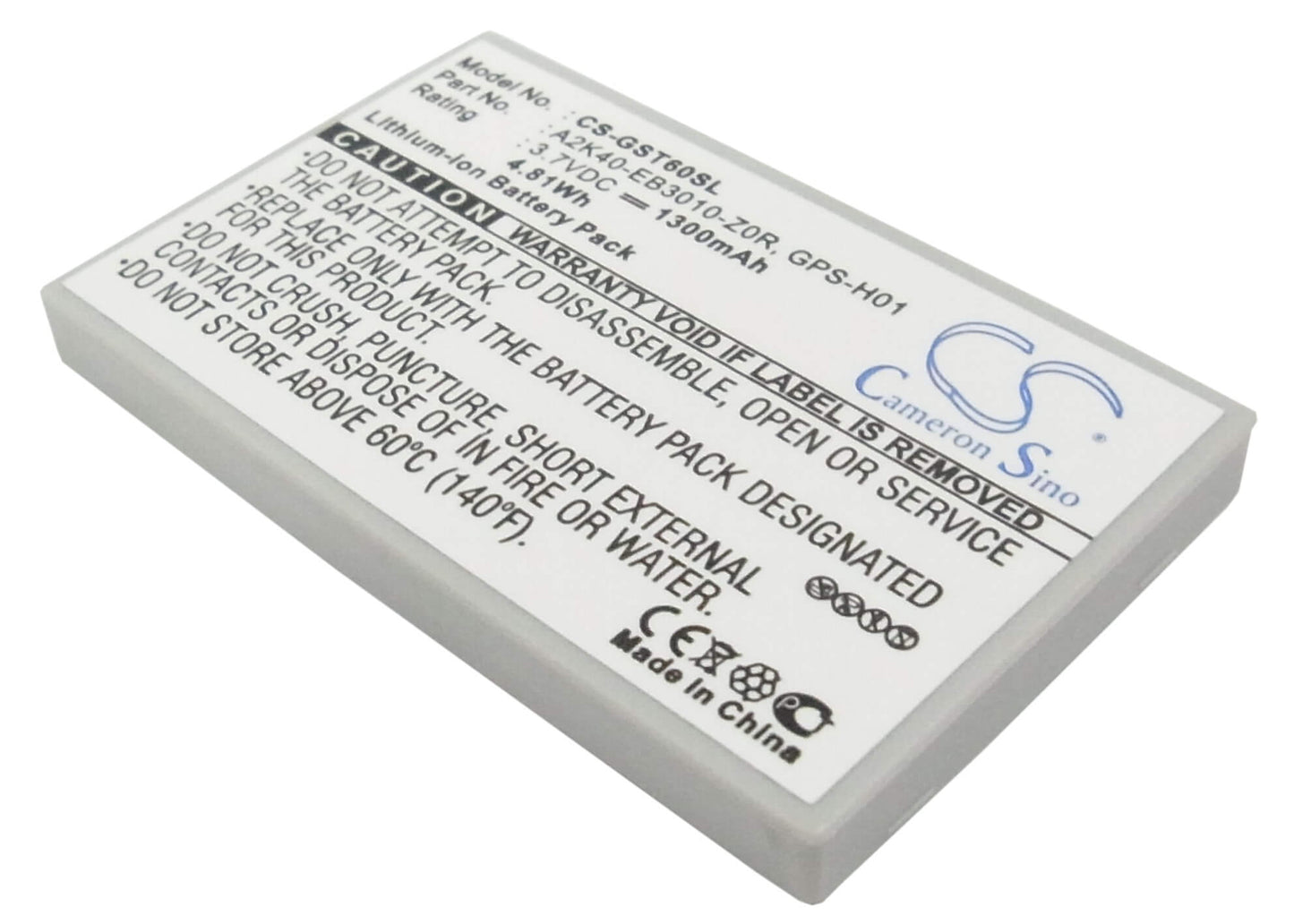 3.7V, 1300mAh, Li-ion Battery fits Gigabyte, Gsmart Mw998, Gsmart T600, 4.81Wh