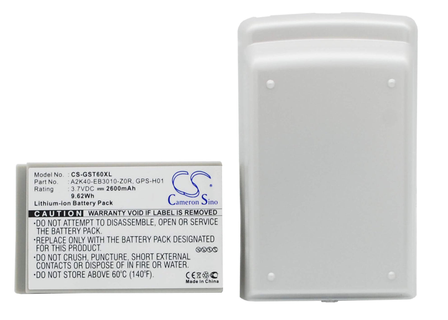 3.7V, 2600mAh, Li-ion Battery fits Gigabyte, Gsmart T600, 9.62Wh