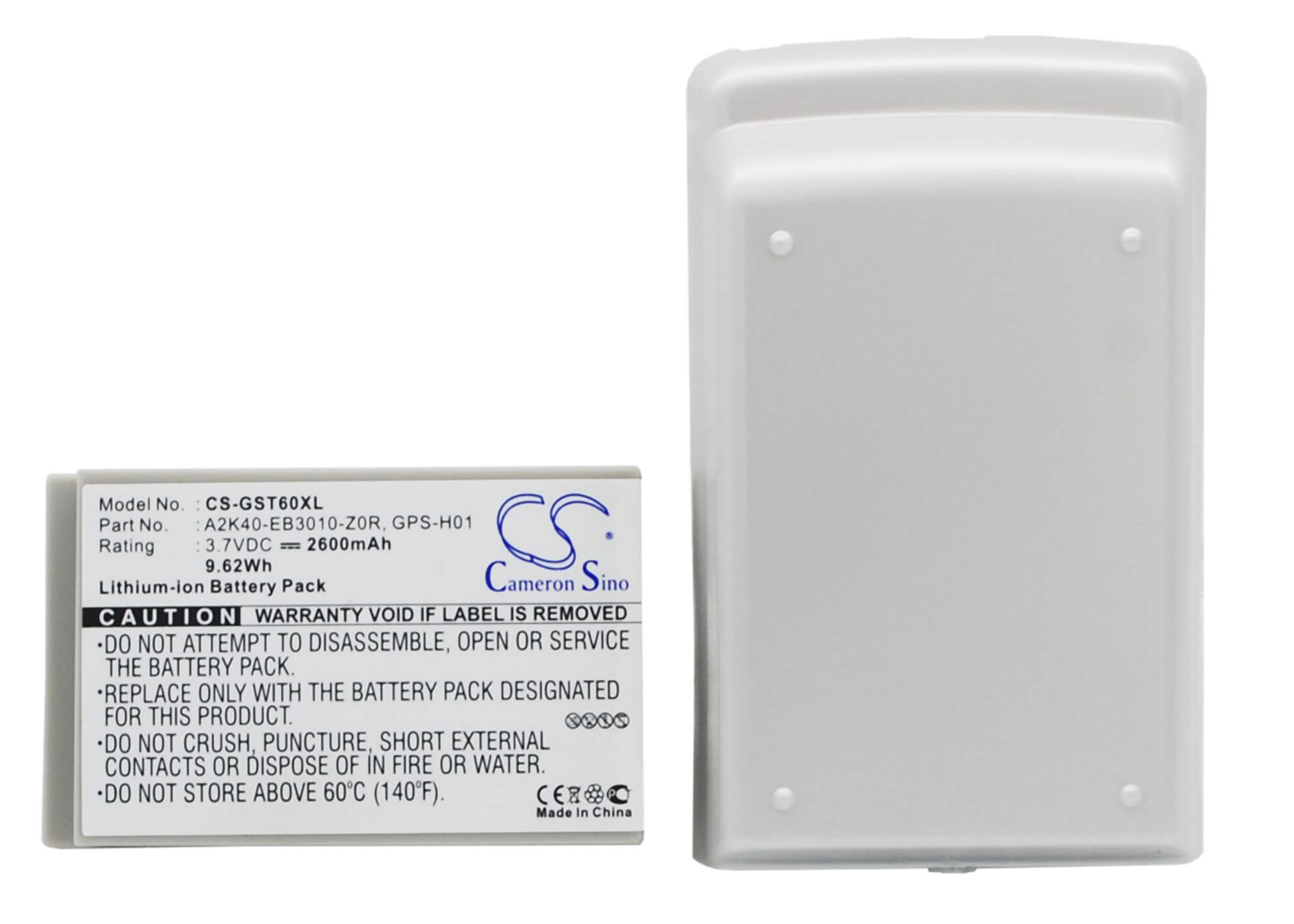 3.7V, 2600mAh, Li-ion Battery fits Gigabyte, Gsmart T600, 9.62Wh