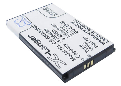 3.7V, 1250mAh, Li-ion Battery fits Gionee, A320, A350, 4.625Wh
