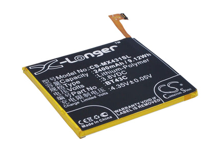 3.8V, 2400mAh, Li-Polymer Battery fits Meizu, M2, M578, 9.12Wh