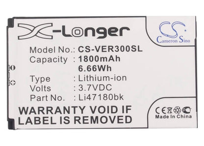 3.7V, 1800mAh, Li-ion Battery fits Viewsonic, Q1, Q3, 6.66Wh