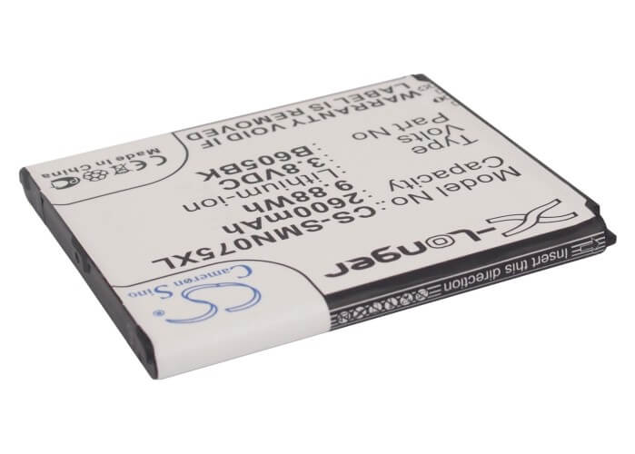 3.8V, 2600mAh, Li-ion Battery fits Samsung, Galaxy J, Sgh-n075t, 9.88Wh