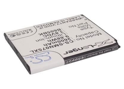 3.8V, 2600mAh, Li-ion Battery fits Samsung, Galaxy J, Sgh-n075t, 9.88Wh