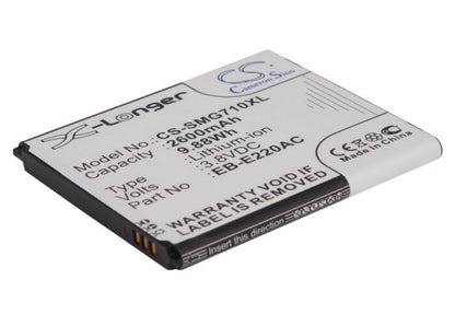 3.8V, 2600mAh, Li-ion Battery fits Samsung, Galaxy Grand 2, Galaxy Grand 2 Duos, 9.88Wh