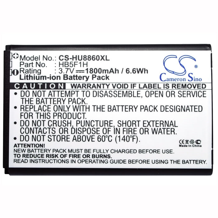 3.7V, 1800mAh, Li-ion Battery fits Huawei, Honor, M886, 6.66Wh