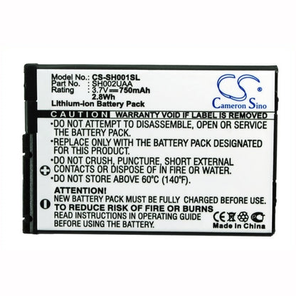 3.7V, 750mAh, Li-ion Battery fits Sharp, Sh001, Sh002, 2.775Wh