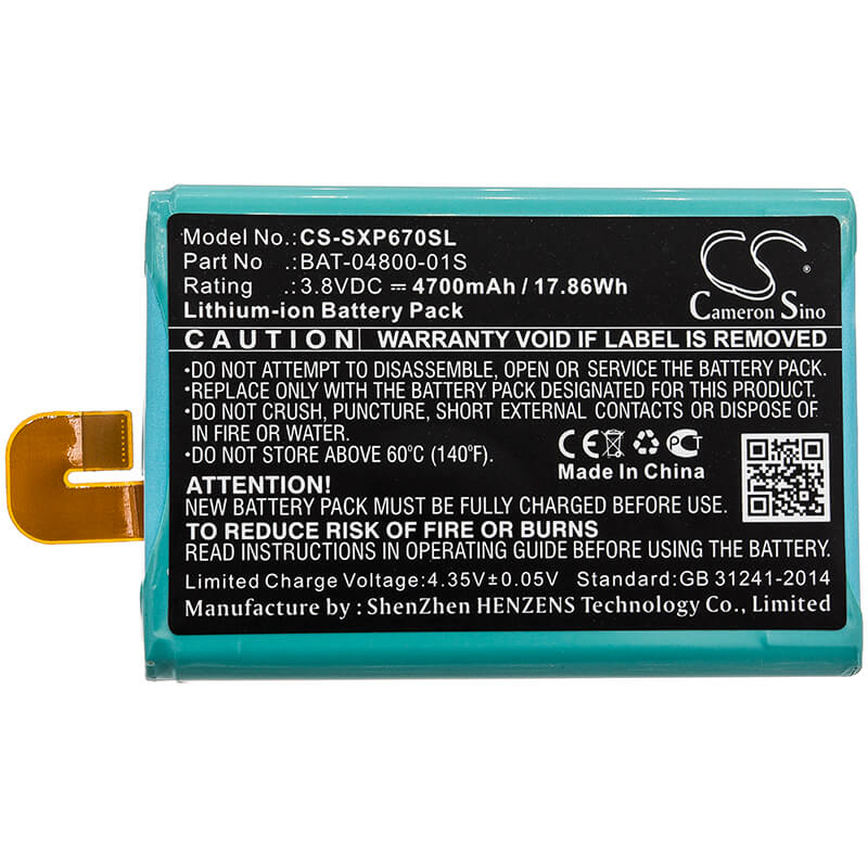 3.8V, 4700mAh, Li-ion Battery fits Socketmobile, Sonim Xp6, Sonim Xp6700, 17.86Wh