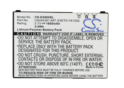 3.7V, 1600mAh, Li-Polymer Battery fits E-ten, Glofiish M750, Glofiish M800, 5.92Wh