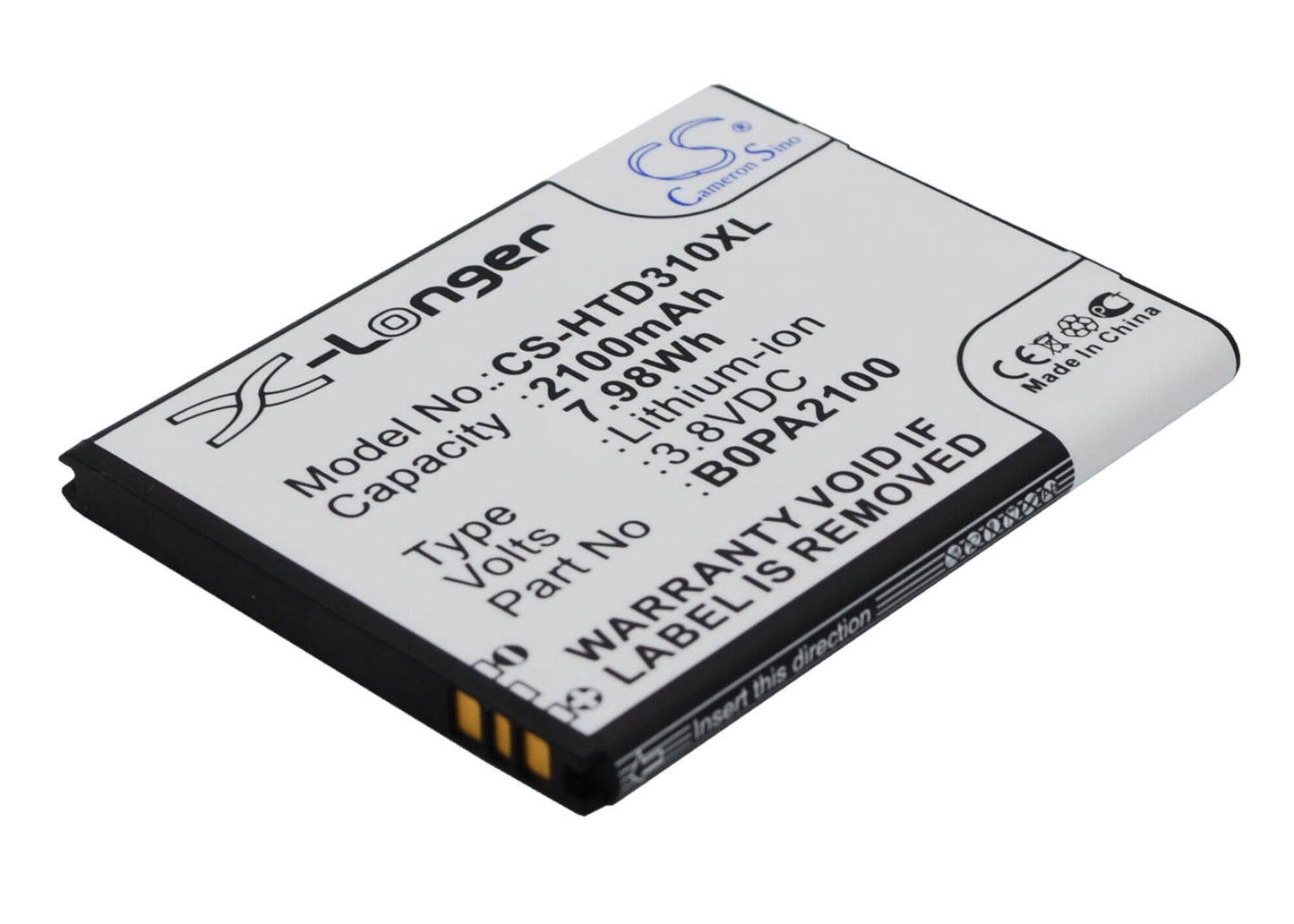 3.8V, 2100mAh, Li-ion Battery fits Htc, D310, D310w Dual Sim, 7.98Wh
