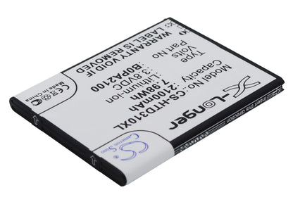 3.8V, 2100mAh, Li-ion Battery fits Htc, D310, D310w Dual Sim, 7.98Wh