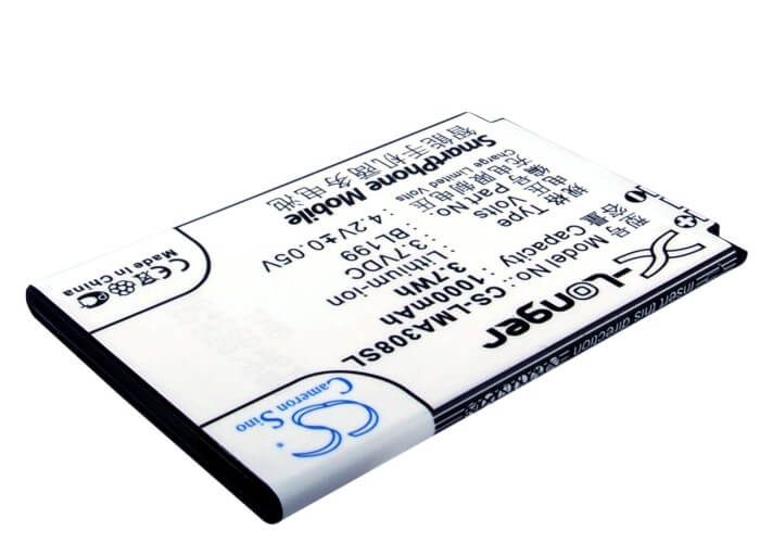 3.7V, 1000mAh, Li-ion Battery fits Lenovo, Ma308, Ma309, 3.7Wh