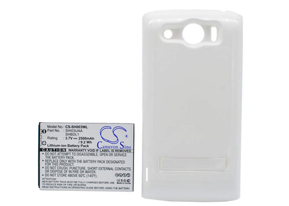 White, 3.7V, 2500mAh, Li-ion Battery fits Sharp, 003sh, Dm009sh, 9.25Wh