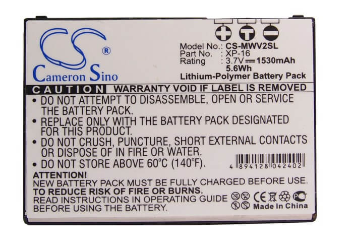 3.7V, 1530mAh, Li-Polymer Battery fits Mwg, Zinc Ii, 5.661Wh