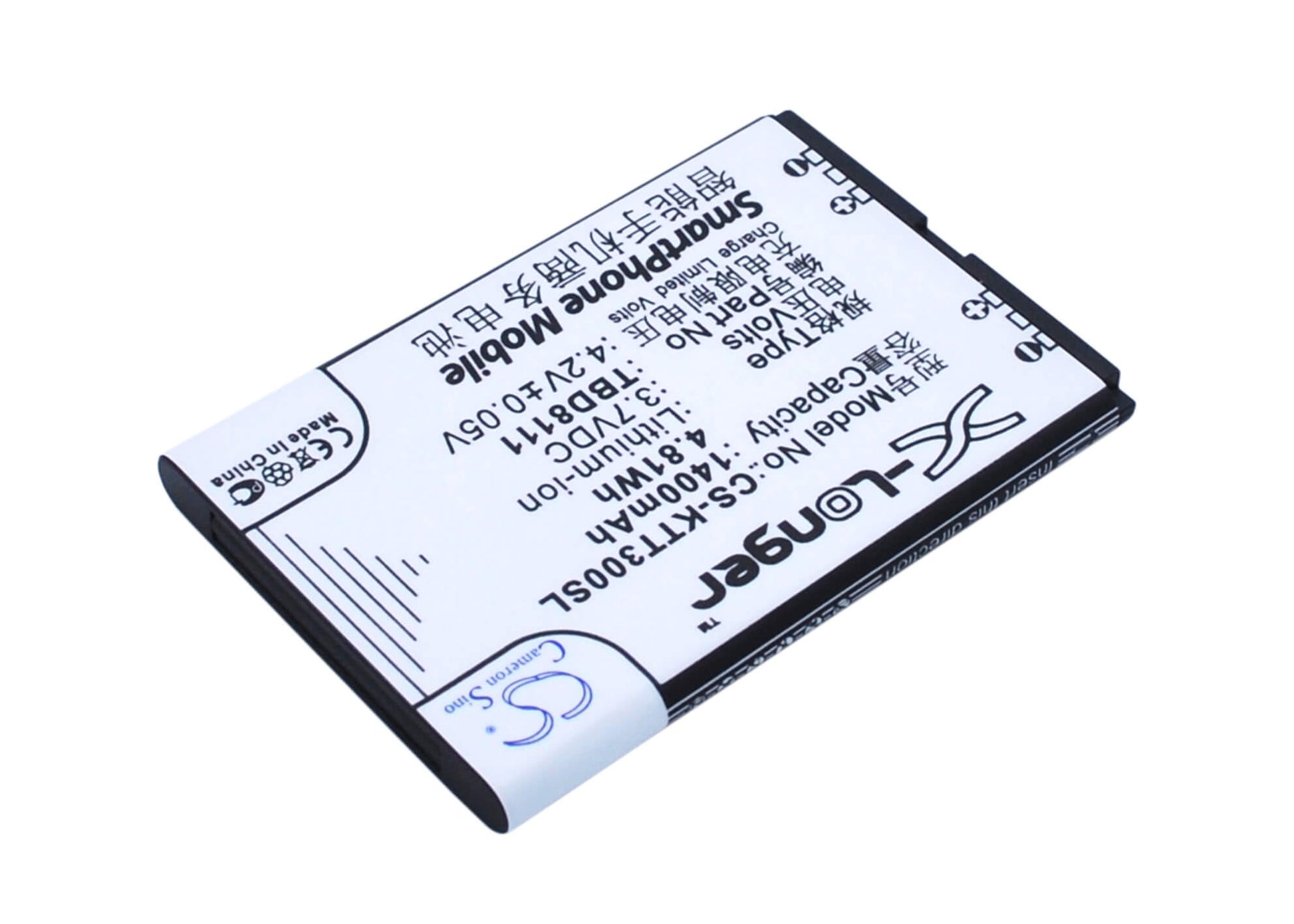 3.7V, 1400mAh, Li-ion Battery fits K-touch, D5800, E339, 5.18Wh