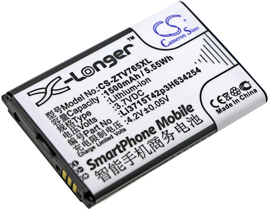 3.7V, 1500mAh, Li-ion Battery fits Zte, Blade G, Leo Q1, 5.55Wh
