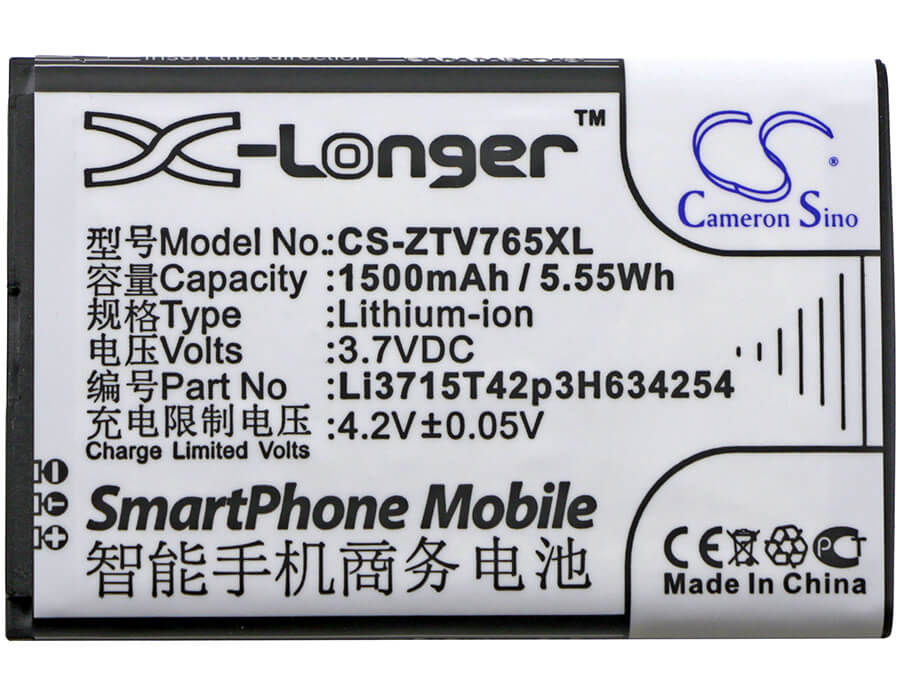 3.7V, 1500mAh, Li-ion Battery fits Zte, Blade G, Leo Q1, 5.55Wh