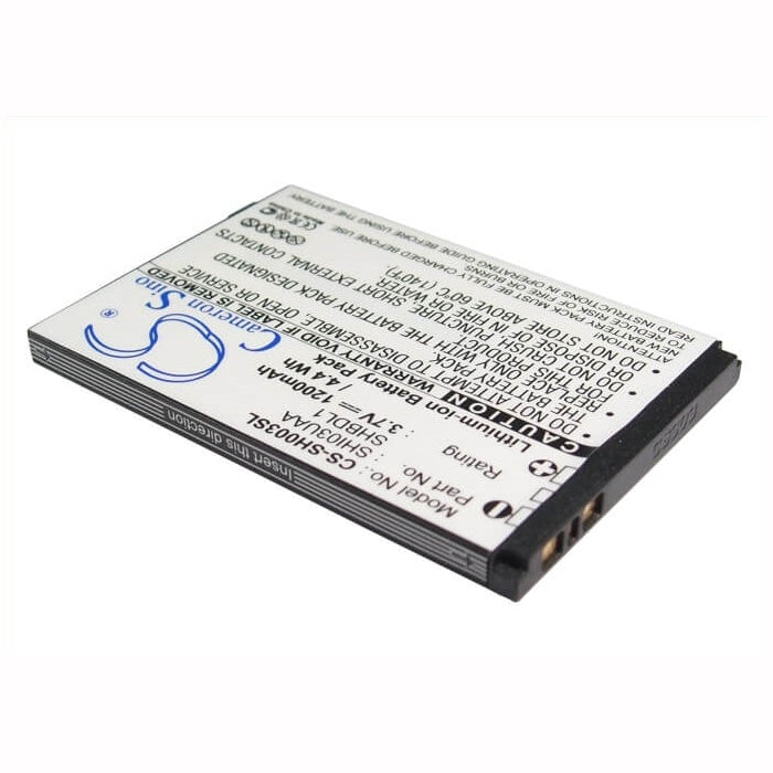 3.7V, 1200mAh, Li-ion Battery fits Sharp, 003sh, Dm009sh, 4.44Wh