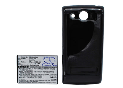 Black, 3.7V, 2500mAh, Li-ion Battery fits Sharp, 003sh, Dm009sh, 9.25Wh