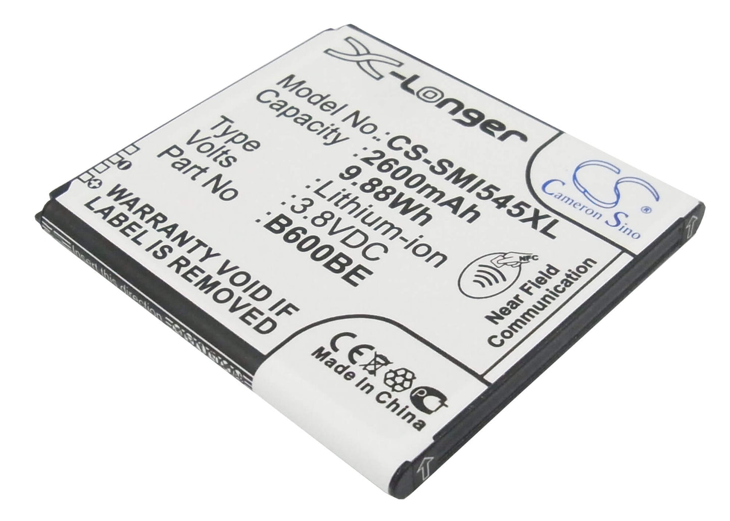 CS-SMI545XL, Mobile, Smartphone 3.8V, 2600mAh, Li-ion Battery fits Samsung, Altius, Galaxy S 4 Duos, 9.88Wh
