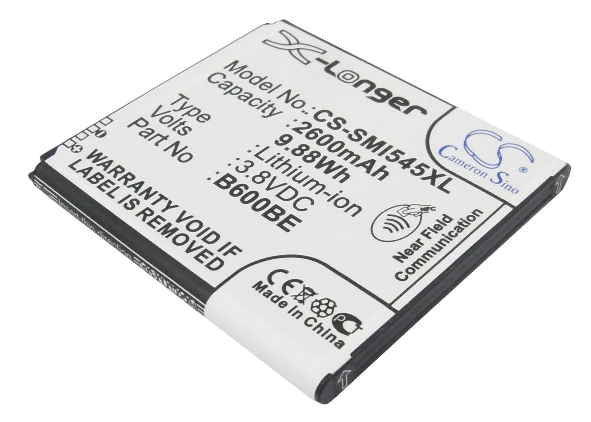 CS-SMI545XL, Mobile, Smartphone 3.8V, 2600mAh, Li-ion Battery fits Samsung, Altius, Galaxy S 4 Duos, 9.88Wh