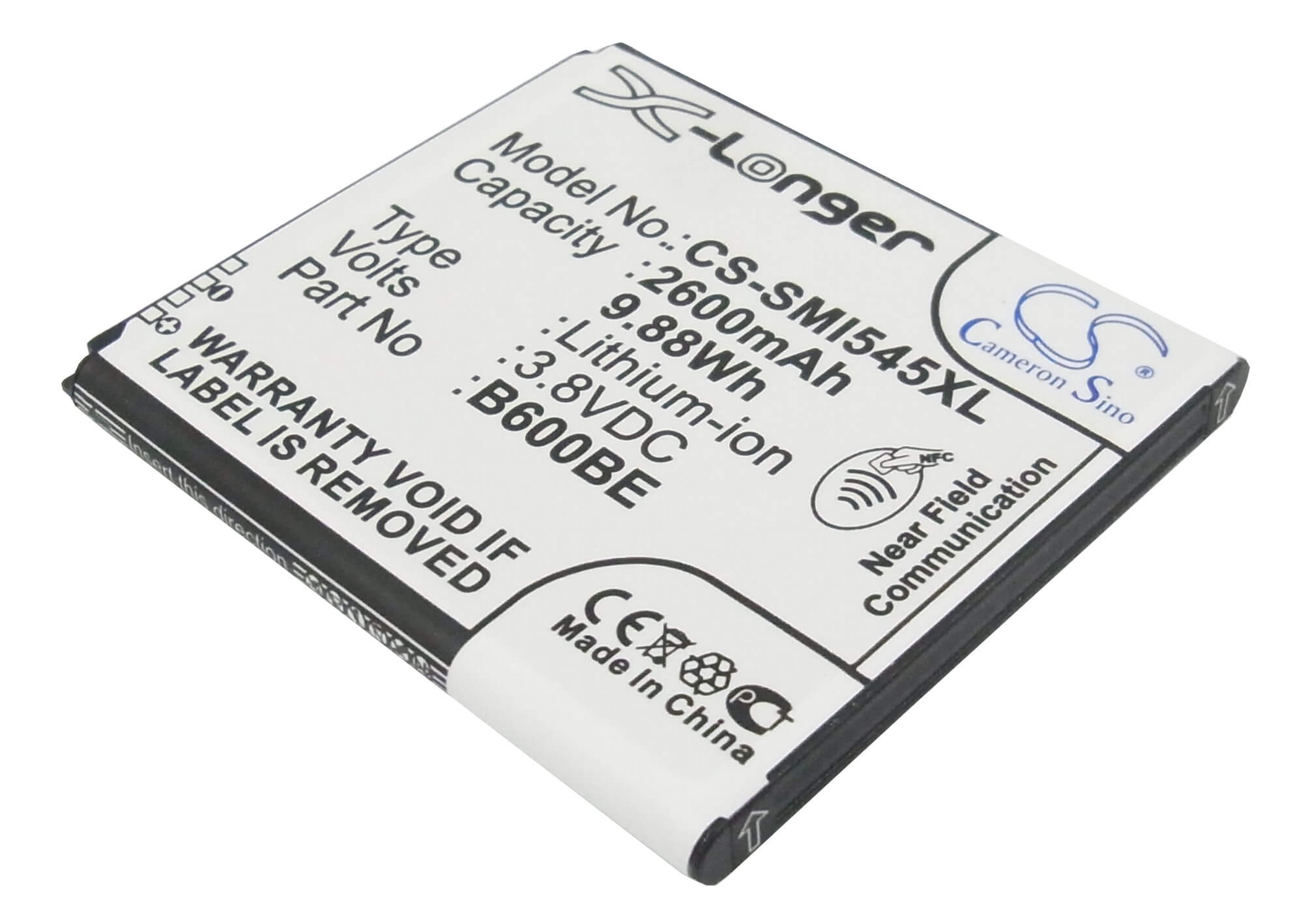 CS-SMI545XL, Mobile, Smartphone 3.8V, 2600mAh, Li-ion Battery fits Samsung, Altius, Galaxy S 4 Duos, 9.88Wh