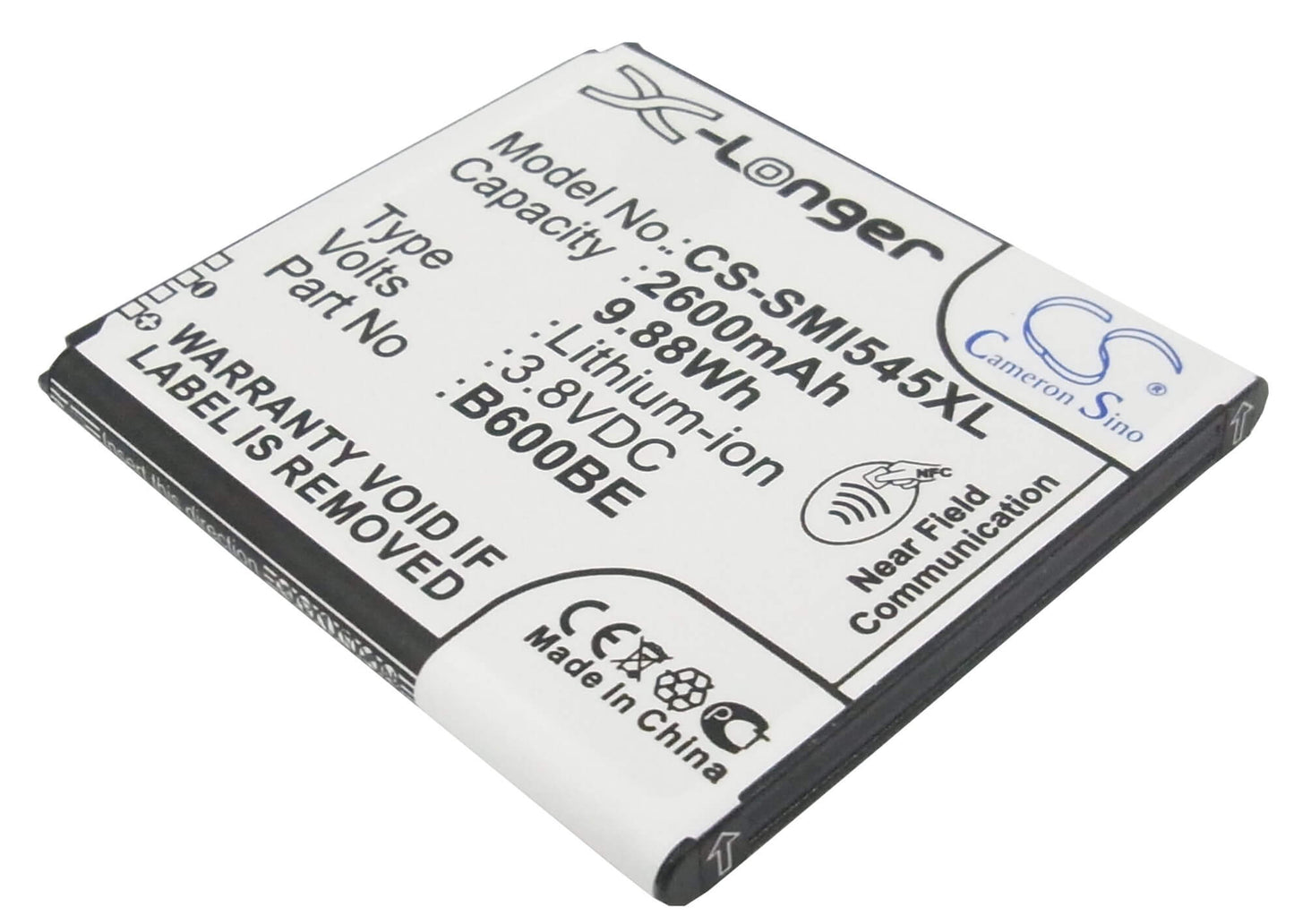 CS-SMI545XL, Mobile, Smartphone 3.8V, 2600mAh, Li-ion Battery fits Samsung, Altius, Galaxy S 4 Duos, 9.88Wh