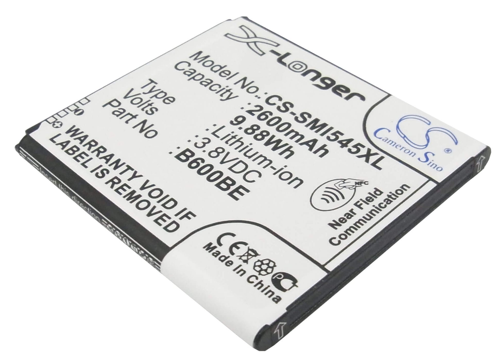 CS-SMI545XL, Mobile, Smartphone 3.8V, 2600mAh, Li-ion Battery fits Samsung, Altius, Galaxy S 4 Duos, 9.88Wh