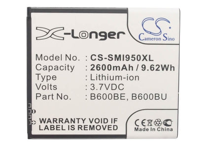 CS-SMI950XL, Mobile, Smartphone 3.8V, 2600mAh, Li-ion Battery fits Samsung, Altius, Galaxy S 4 Duos, 9.88Wh