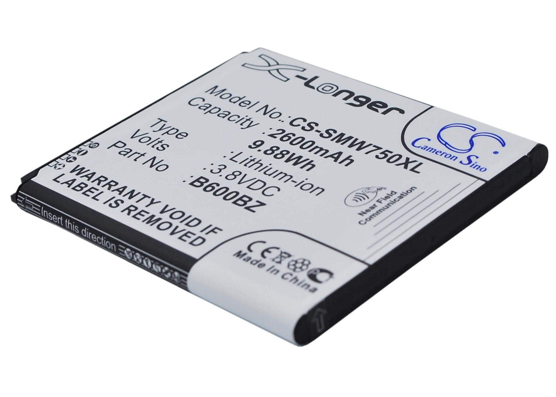 CS-SMW750XL, Mobile, Smartphone 3.8V, 2600mAh, Li-ion Battery fits Samsung, Ativ Se, Ativ Se Neo, 9.88Wh