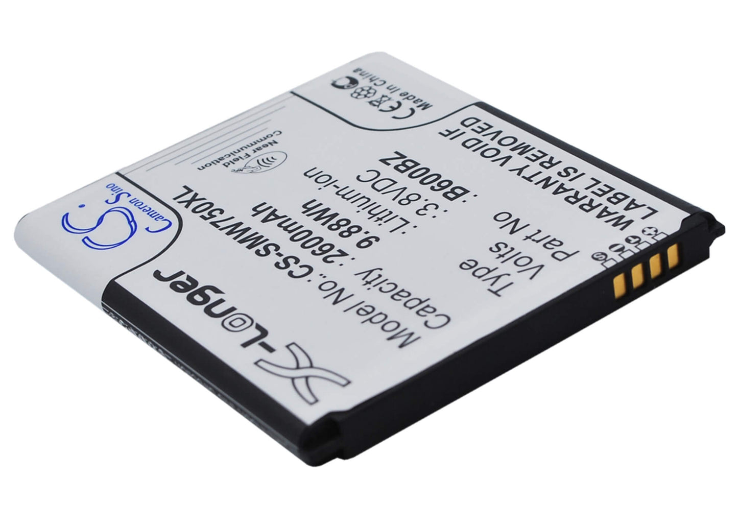 CS-SMW750XL, Mobile, Smartphone 3.8V, 2600mAh, Li-ion Battery fits Samsung, Ativ Se, Ativ Se Neo, 9.88Wh