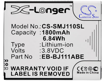 3.8V, 1800mAh, Li-ion Battery fits Samsung, Galaxy J1 Ace 3g Duos, Galaxy J1 Ace 4g, 6.84Wh